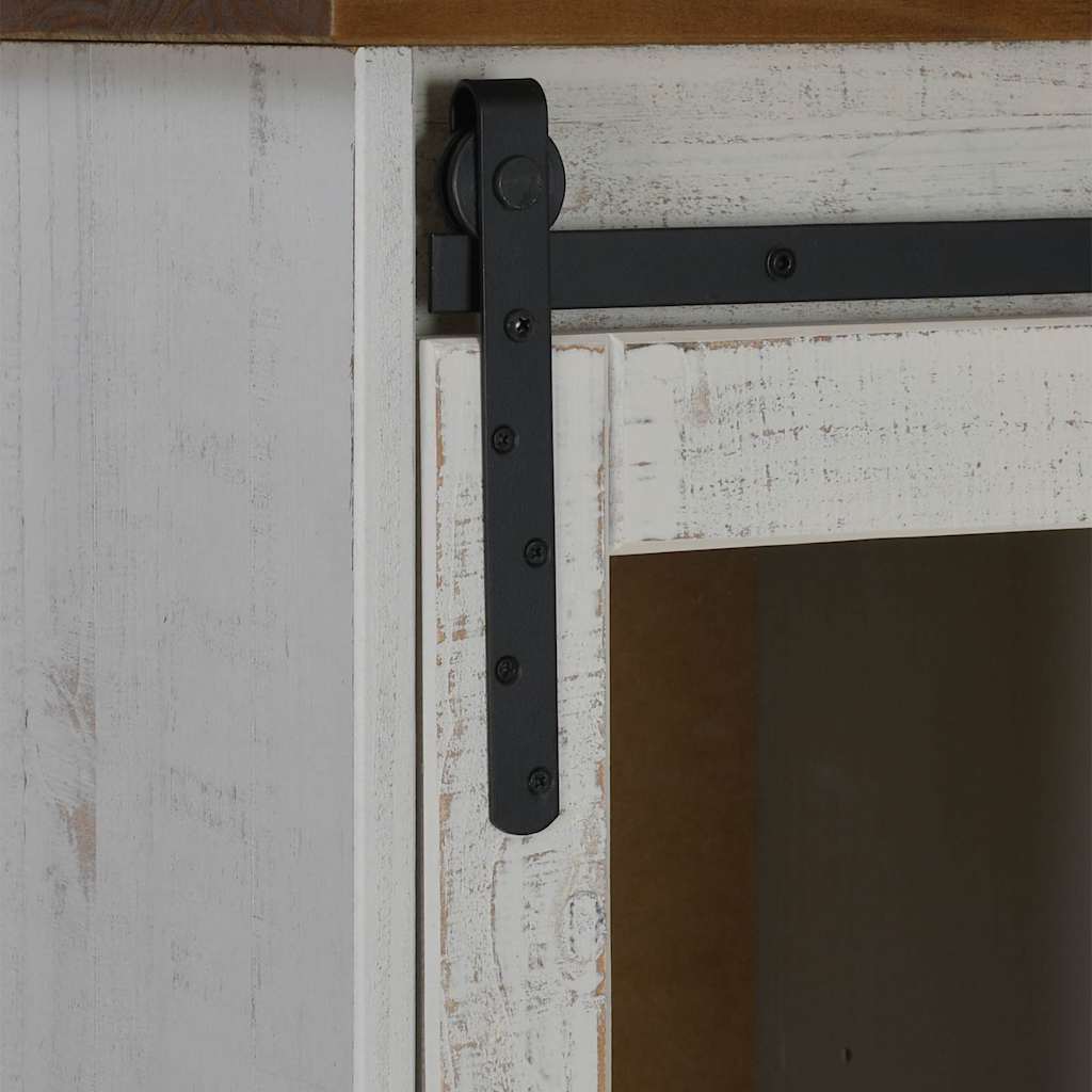 vidaXL Sideboard HALDEN με συρόμενη πόρτα Λευκό 80x40x80 cm μασίφ ξύλο