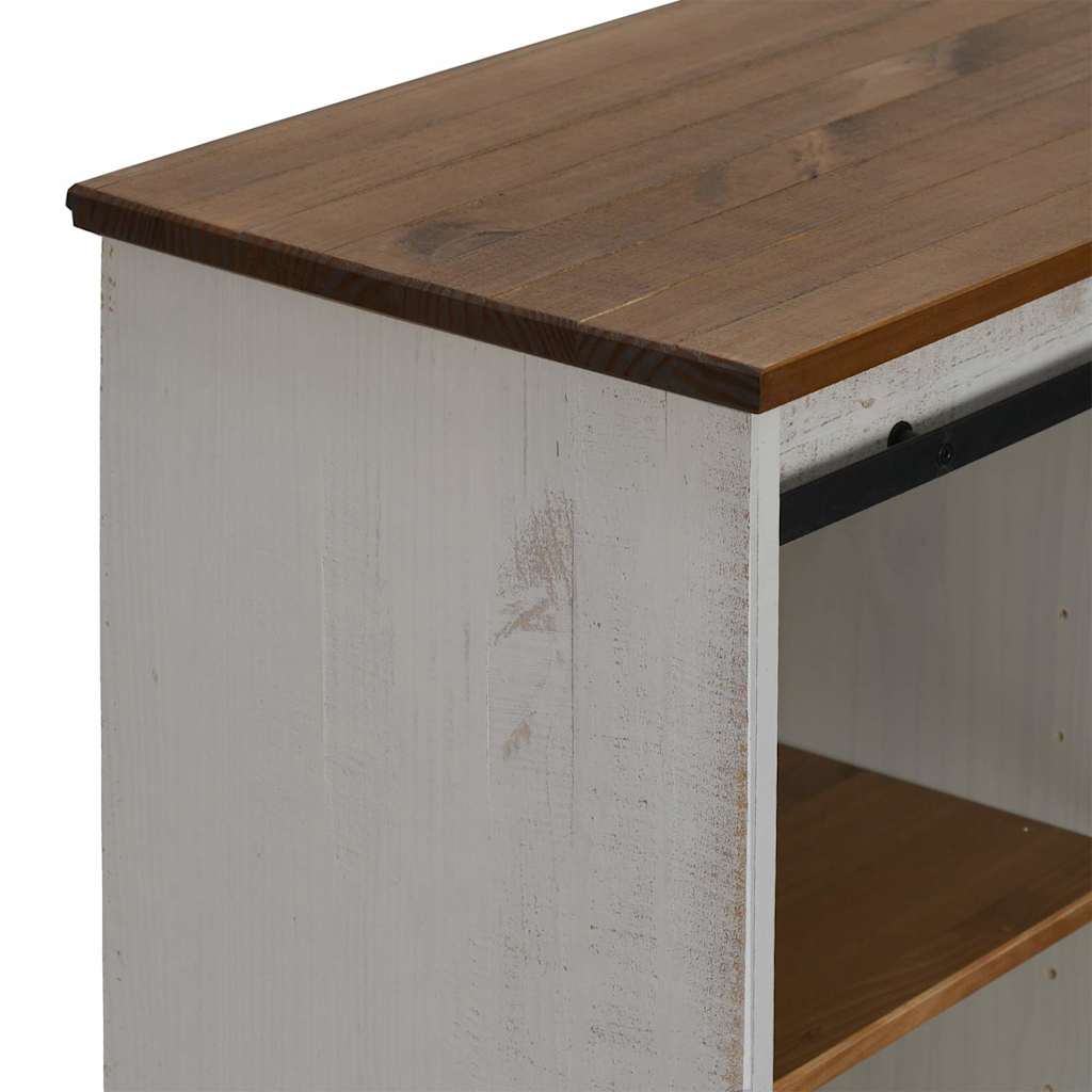 vidaXL Sideboard HALDEN με συρόμενη πόρτα Λευκό 80x40x80 cm μασίφ ξύλο