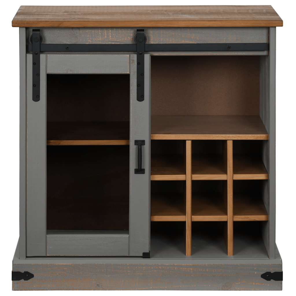 vidaXL Sideboard HALDEN με συρόμενη πόρτα γκρι 80x40x80 cm μασίφ ξύλο