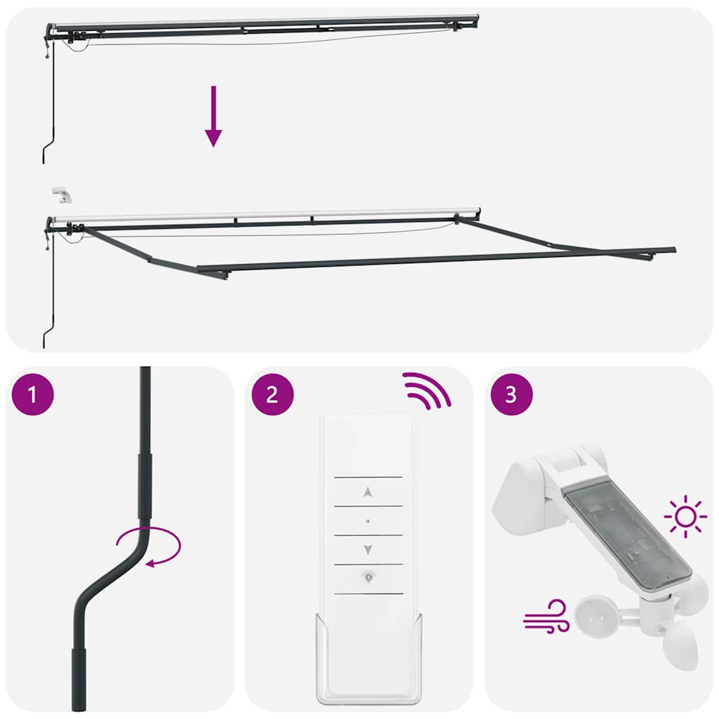 vidaXL Τέντα Πτυσσόμενη Αυτόματη με LED Ανθρακί / Λευκή 450x300 εκ.