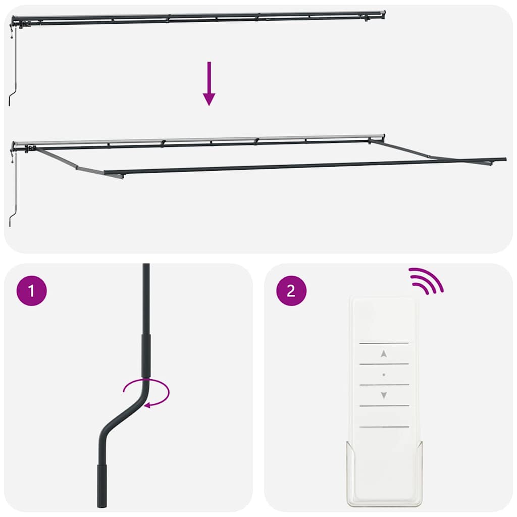 vidaXL Αυτόματη αναδιπλούμενη τέντα Ανθρακί και Λευκό 600x300 cm