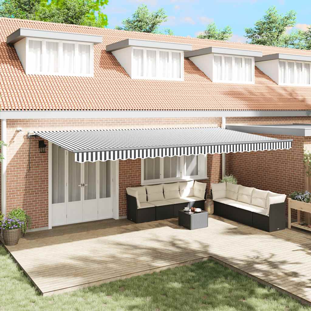 vidaXL Τέντα Πτυσσόμενη Αυτόματη με LED Ανθρακί / Λευκή 600x300 εκ.