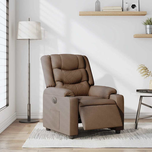 vidaXL Πολυθρόνα Ανακλινόμενη Ηλεκτρική Καφέ Υφασμάτινη