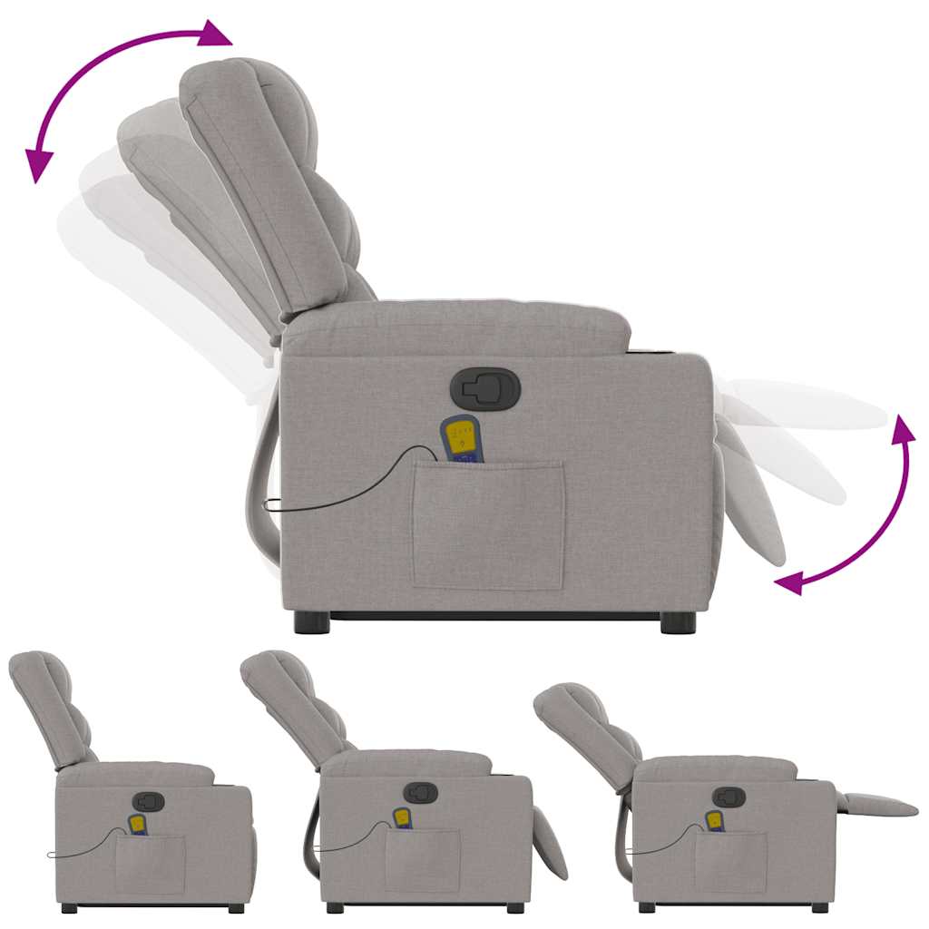 vidaXL Μόνιμη πολυθρόνα μασάζ καρέκλα ανάκλισης σύννεφο γκρι ύφασμα