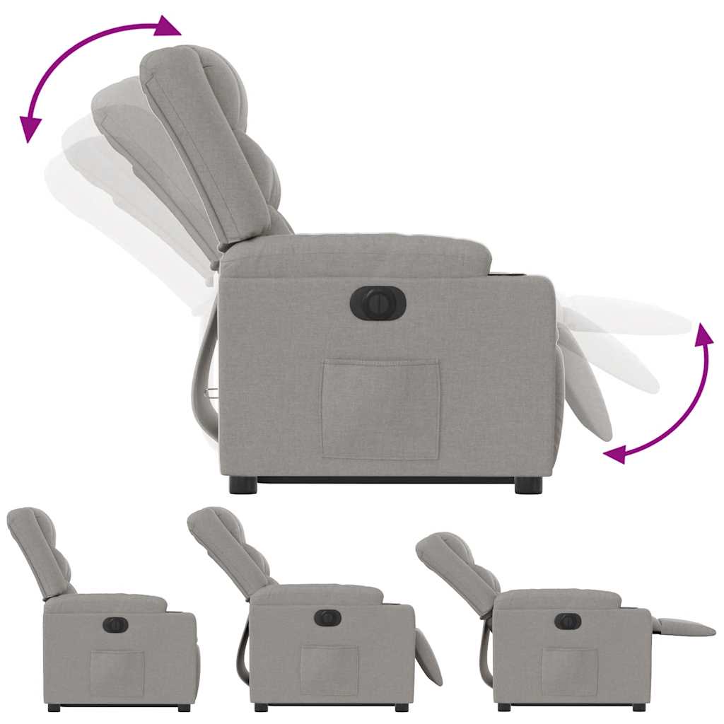 vidaXL Ηλεκτρική καρέκλα ανάκλισης Ύφασμα Γκρι σύννεφο