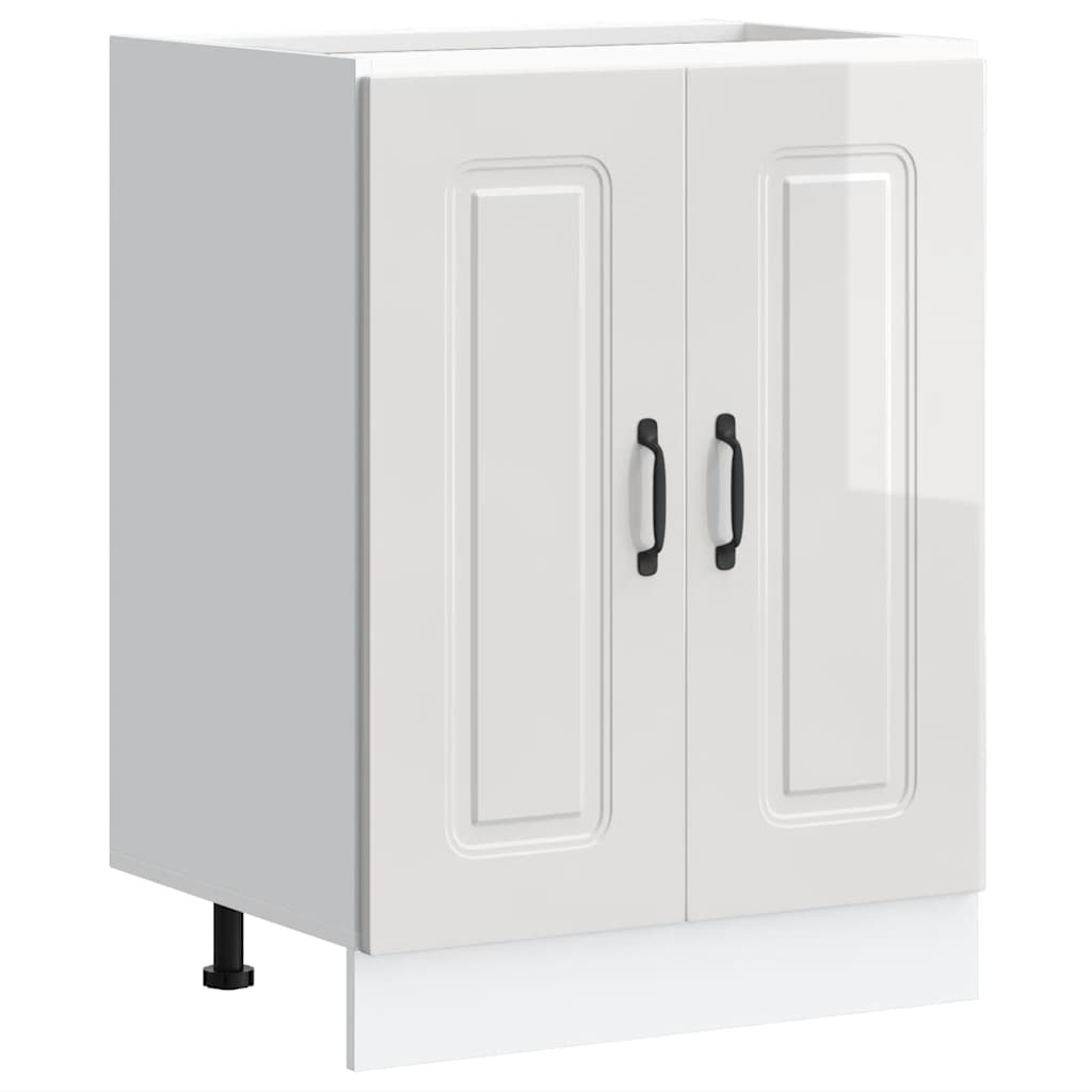 vidaXL Ντουλάπι βάσης νεροχύτη Kalmar Γυαλιστ. Λευκό 60x46x81,5 εκ.