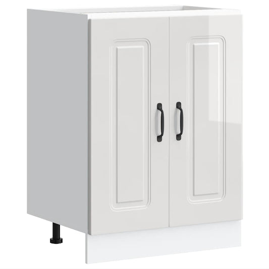 vidaXL Ντουλάπι βάσης νεροχύτη Kalmar Γυαλιστ. Λευκό 60x46x81,5 εκ.