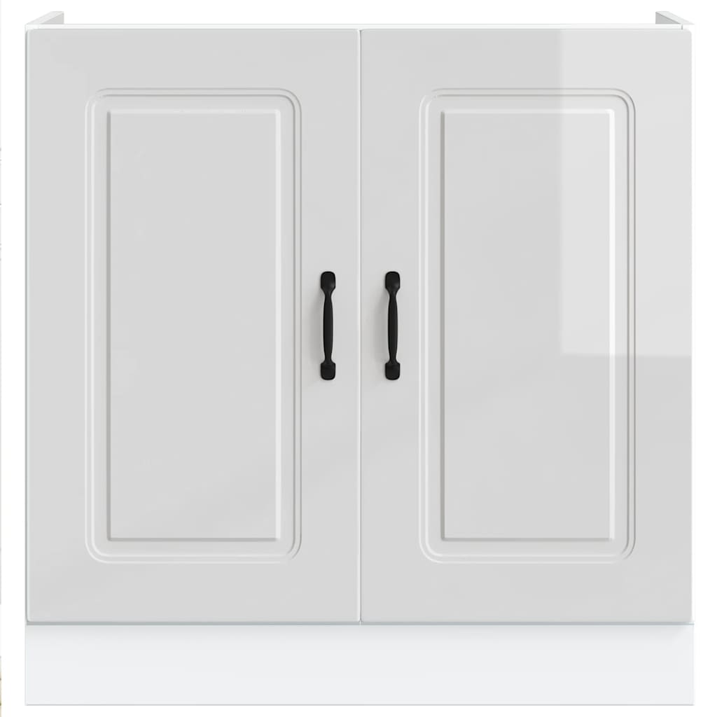 vidaXL Ντουλάπι βάσης νεροχύτη Kalmar Γυαλιστ. Λευκό 80x46x81,5 εκ.