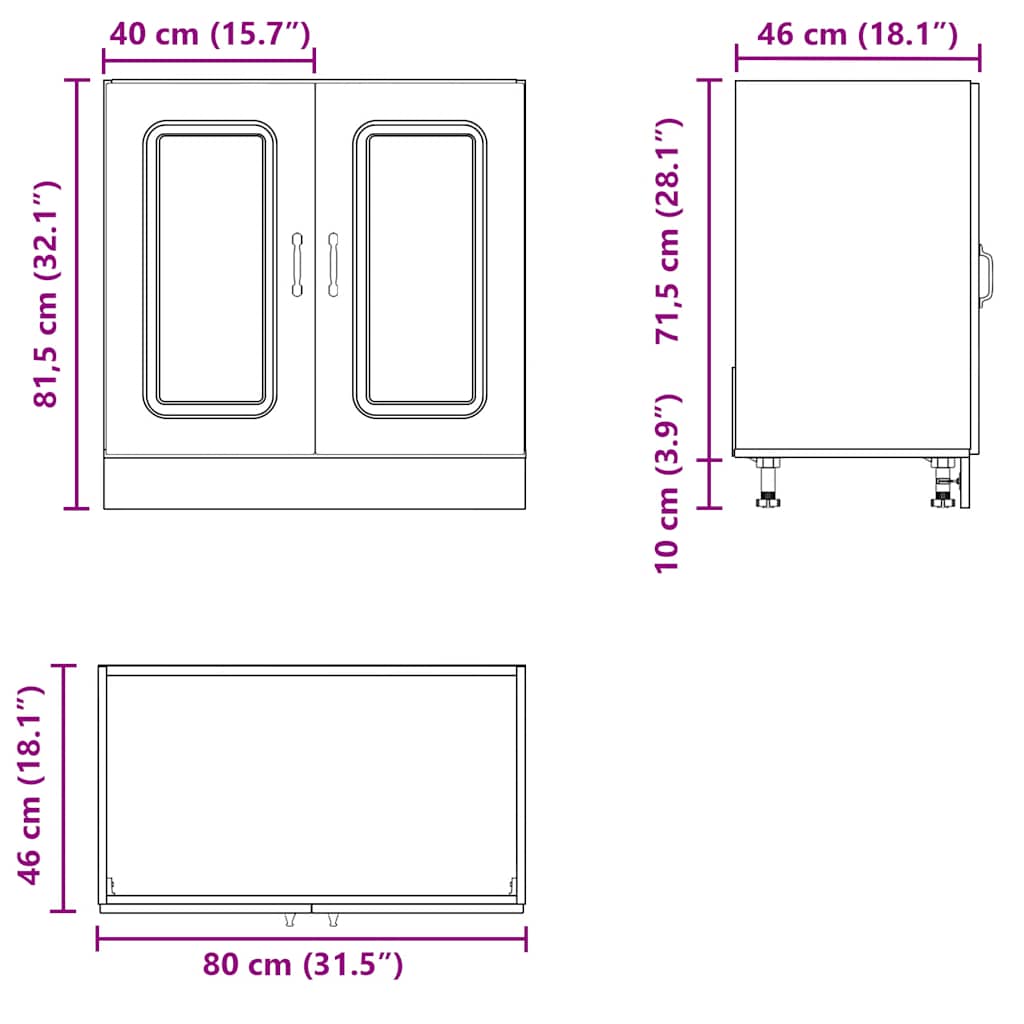 vidaXL Ντουλάπι βάσης νεροχύτη "Kalmar" Καφέ δρυς 80x46x81,5 cm