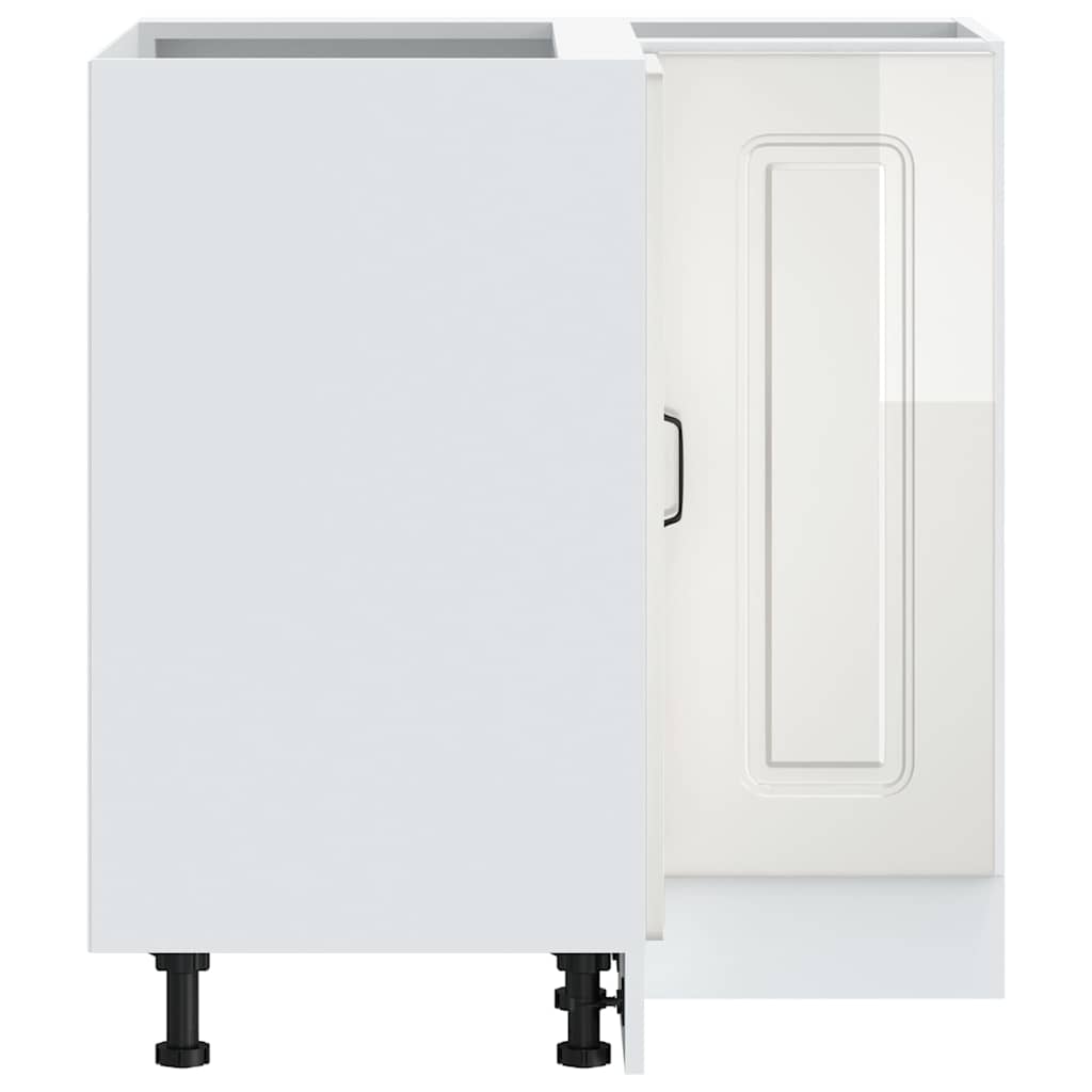 vidaXL Γωνιακό ντουλάπι βάσης κουζίνας Kalmar Γυαλιστ.Λευκό Επεξ. Ξύλο