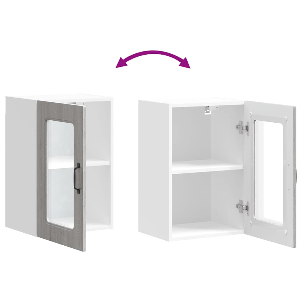 vidaXL Ντουλάπι τοίχου κουζίνας με γυάλινη πόρτα "Kalmar" Γκρι Sonoma