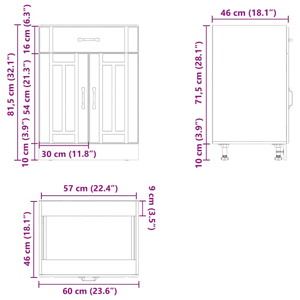 vidaXL ντουλάπι βάσης κουζίνας Lucca Δρυς τεχνίτης κατασκευασμένο ξύλο