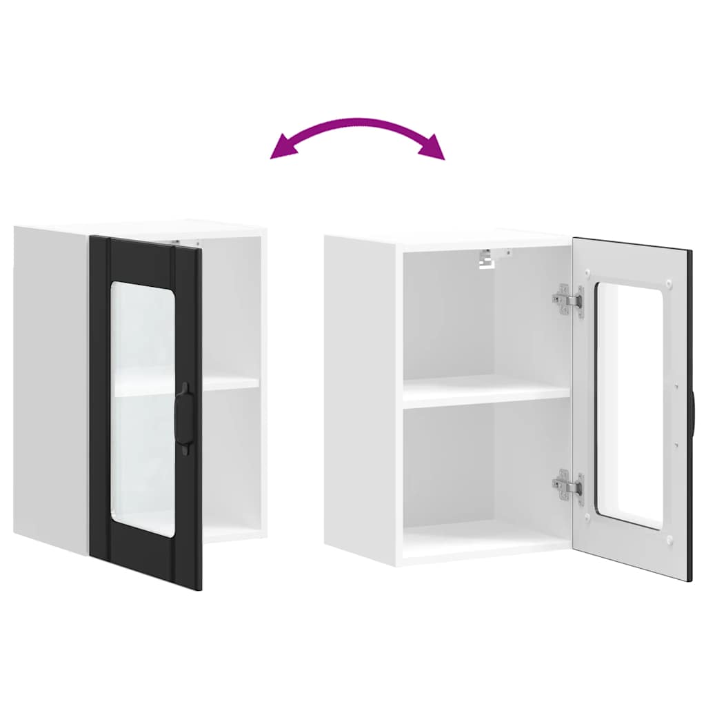 vidaXL Ντουλάπι τοίχου κουζίνας με γυάλινη πόρτα "Lucca" Μαύρο