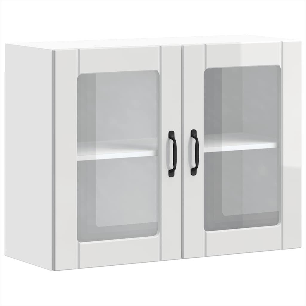 vidaXL Ντουλάπι Κουζίνας με Γυάλινη Πόρτα "Lucca" από Γυαλιστερό Λευκό Τεχνητό Ξύλο