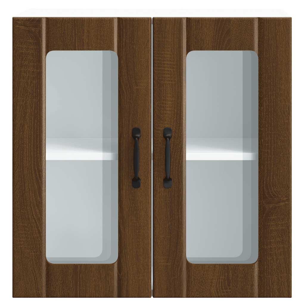 vidaXL ντουλάπι τοίχου κουζίνας με γυάλινη πόρτα "Lucca" Καφέ δρυς