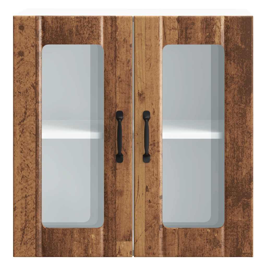 vidaXL Ντουλάπι Κουζίνας με Γυάλινη Πόρτα "Lucca" από Παλιό Ξύλο Μηχανικής Επεξεργασίας