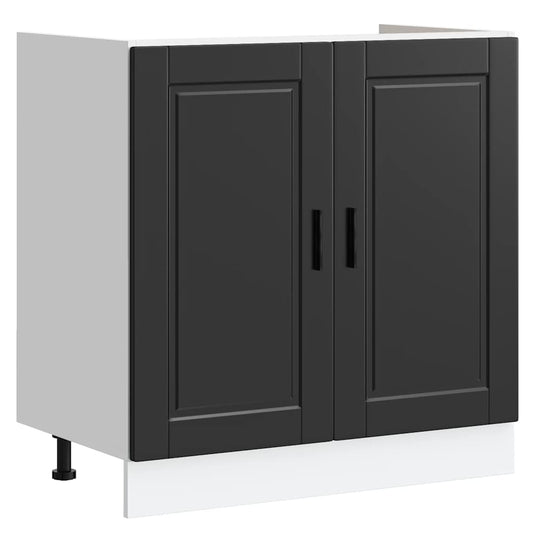 vidaXL Ντουλάπι βάσης νεροχύτη Porto Μαύρο 80x46x81,5 cm