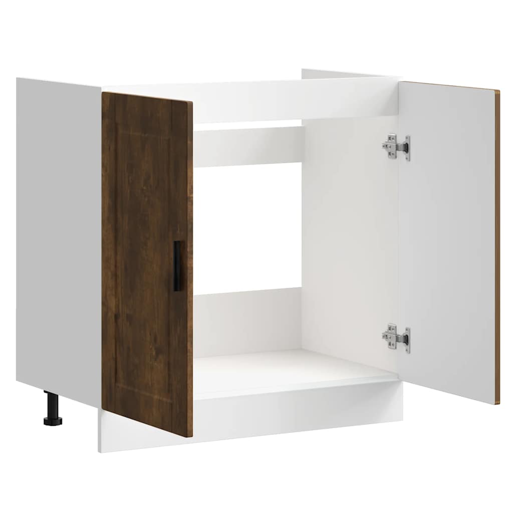 vidaXL Ντουλάπι βάσης νεροχύτη Porto Καπνιστή βελανιδιά 80x46x81,5 cm