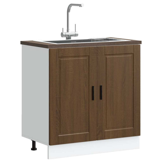 vidaXL Ντουλάπι βάσης νεροχύτη Porto Καφέ Δρυς 80x46x81,5 cm