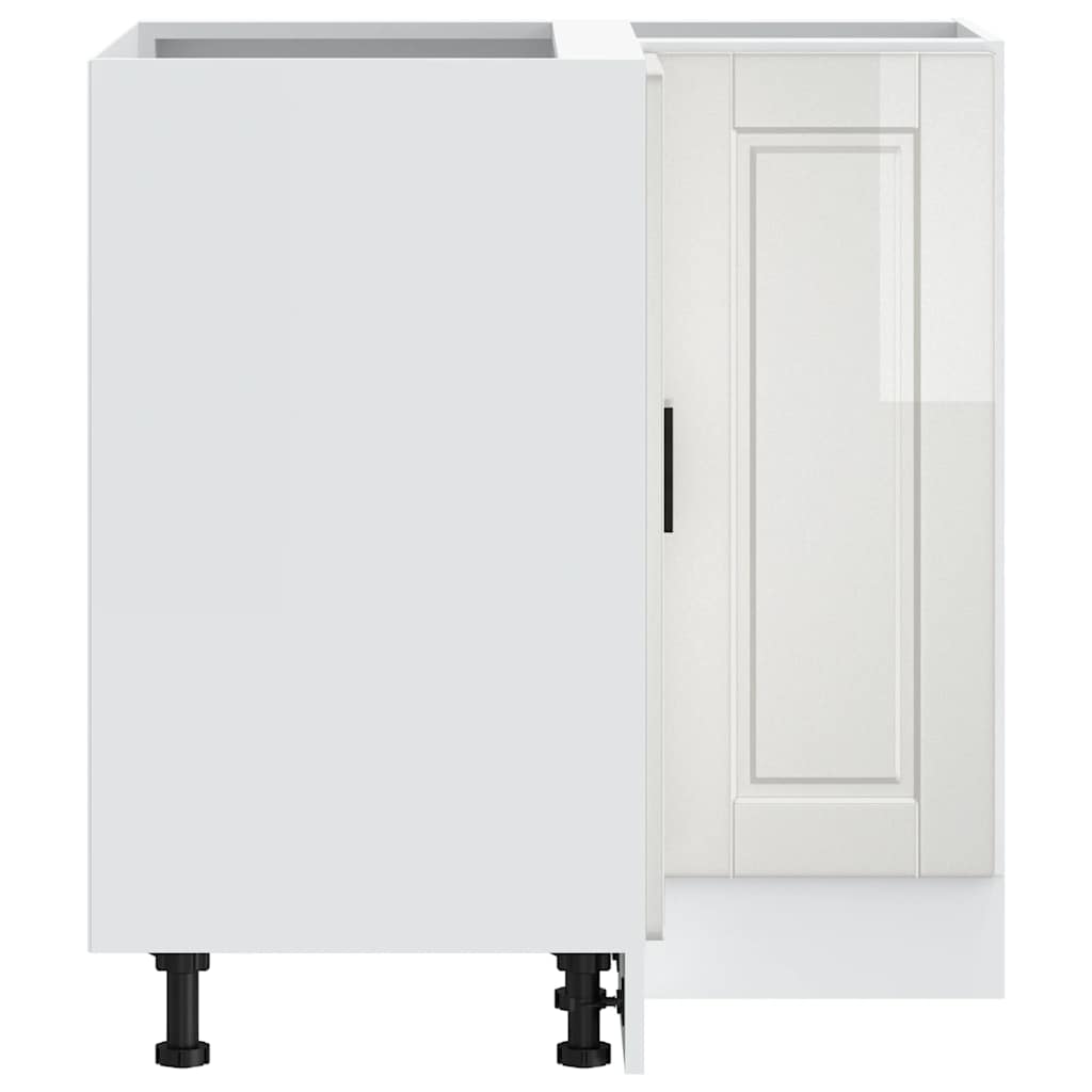 vidaXL Γωνιακό ντουλάπι βάσης κουζίνας Porto Γυαλ. Λευκό Επεξ. Ξύλο