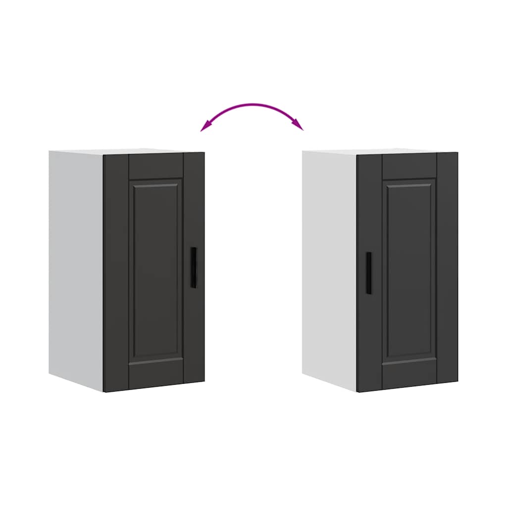 vidaXL ντουλάπι τοίχου κουζίνας "Porto" Μαύρο μηχανουργικό ξύλο