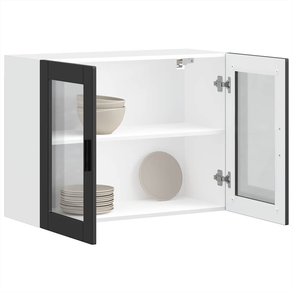 vidaXL Ντουλάπι τοίχου κουζίνας με γυάλινη πόρτα Porto Μαύρο