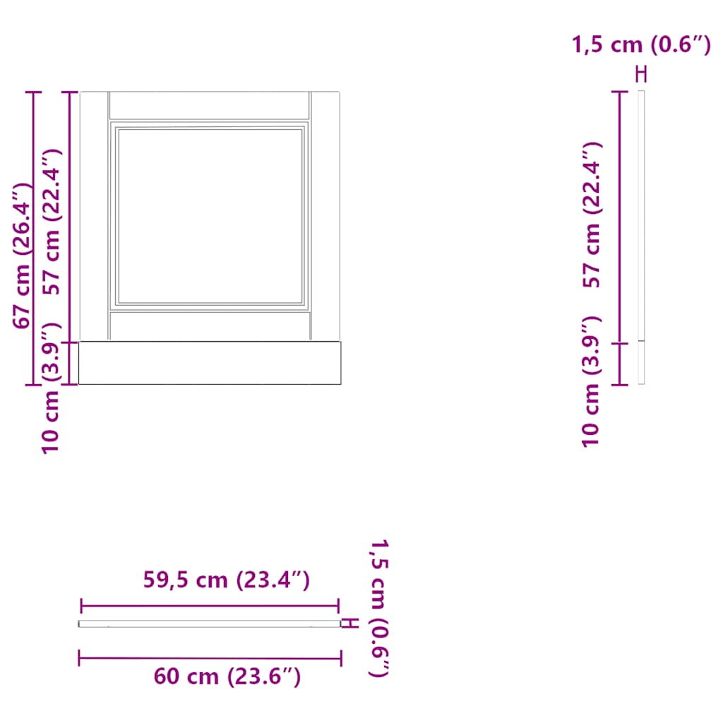 vidaXL Πίνακας πλυντηρίου πιάτων Porto Μαύρο 60x1,5x67 εκ. Επεξ. Ξύλο