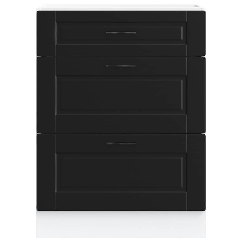 vidaXL ντουλάπι βάσης κουζίνας Porto Μαύρο κατασκευασμένο ξύλο