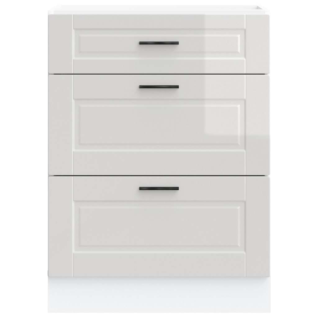 vidaXL Βάση Κουζίνας "Porto" Γυαλιστερό Λευκό Ξύλο Μηχανικής Επεξεργασίας