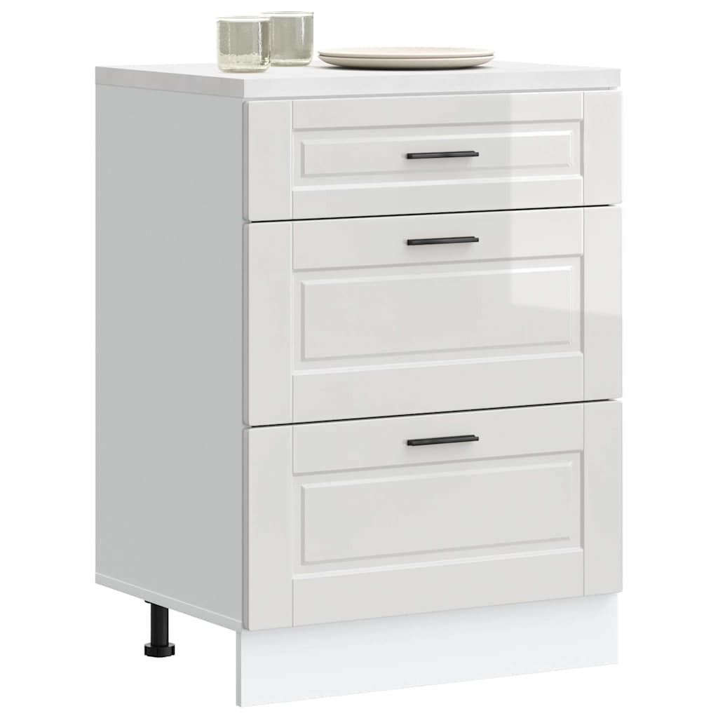 vidaXL Βάση Κουζίνας "Porto" Γυαλιστερό Λευκό Ξύλο Μηχανικής Επεξεργασίας