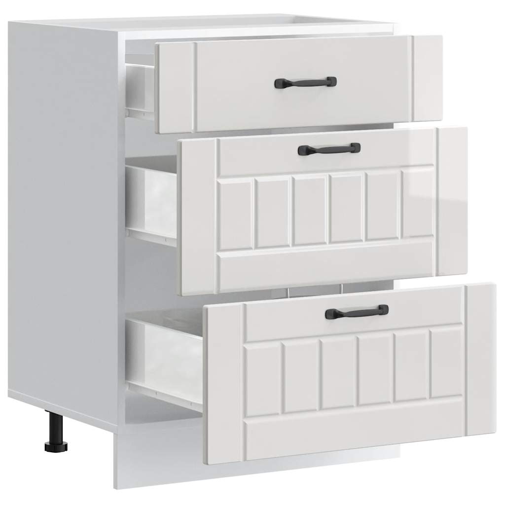 vidaXL ντουλάπι βάσης κουζίνας Lucca Λευκό Υψηλής στιλπνότητας