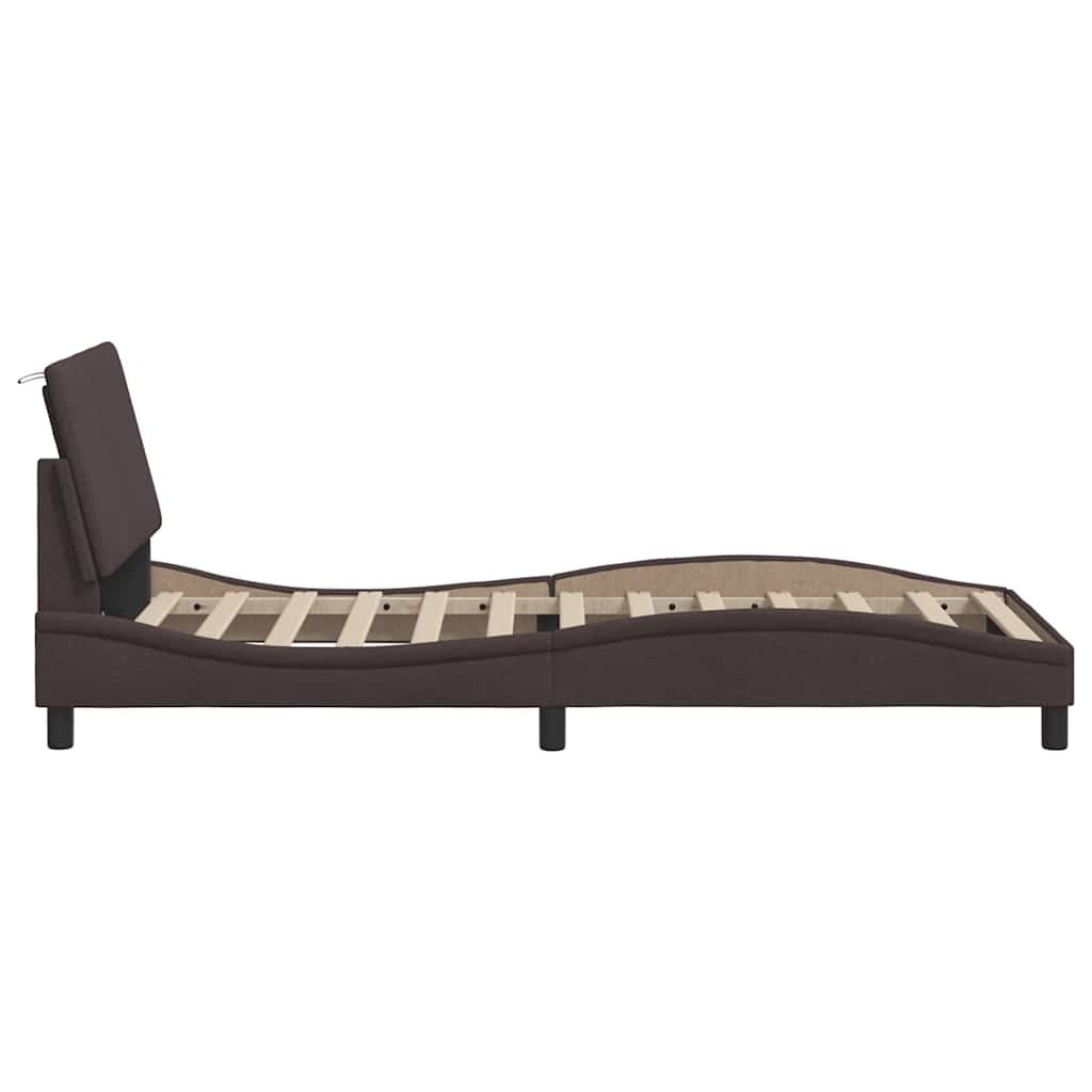 vidaXL Σκελετός Κρεβατιού Χωρίς Στρώμα Hanko Σκ. Καφέ 90x200 εκ. Υφασμάτινο