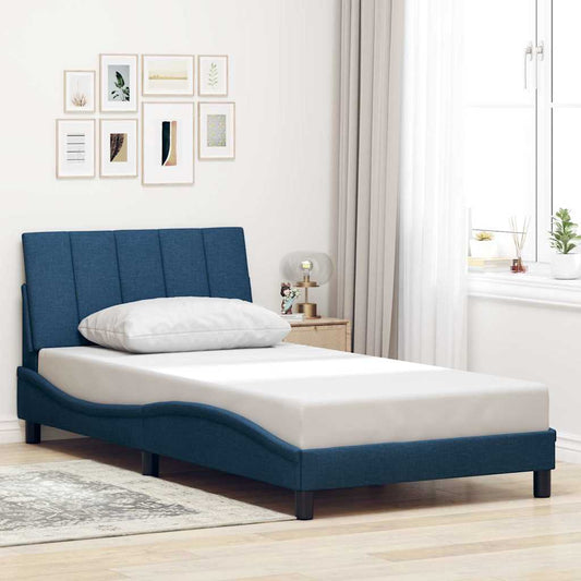 vidaXL Σκελετός Κρεβατιού Χωρίς Στρώμα Hanko Μπλε 100x200 εκ. Υφασμάτινο