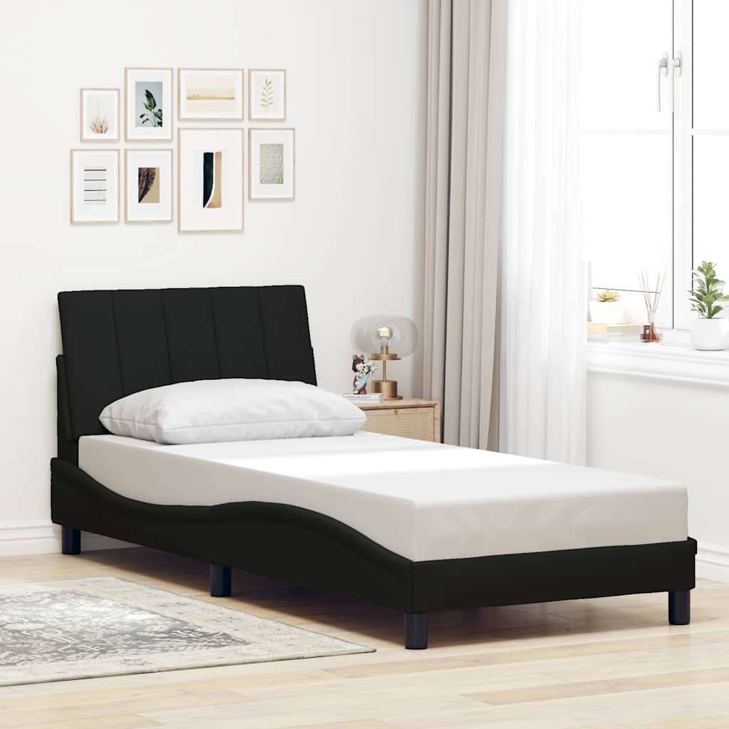 vidaXL Σκελετός Κρεβατιού Χωρίς Στρώμα Hanko Μαύρο 90x190 εκ. Υφασμάτινο