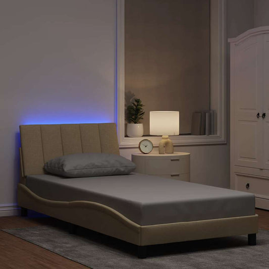 vidaXL Σκελετός Κρεβατιού Χωρίς Στρώμα Hanko Κρεμ 100 x 200 εκ. Υφασμάτινο