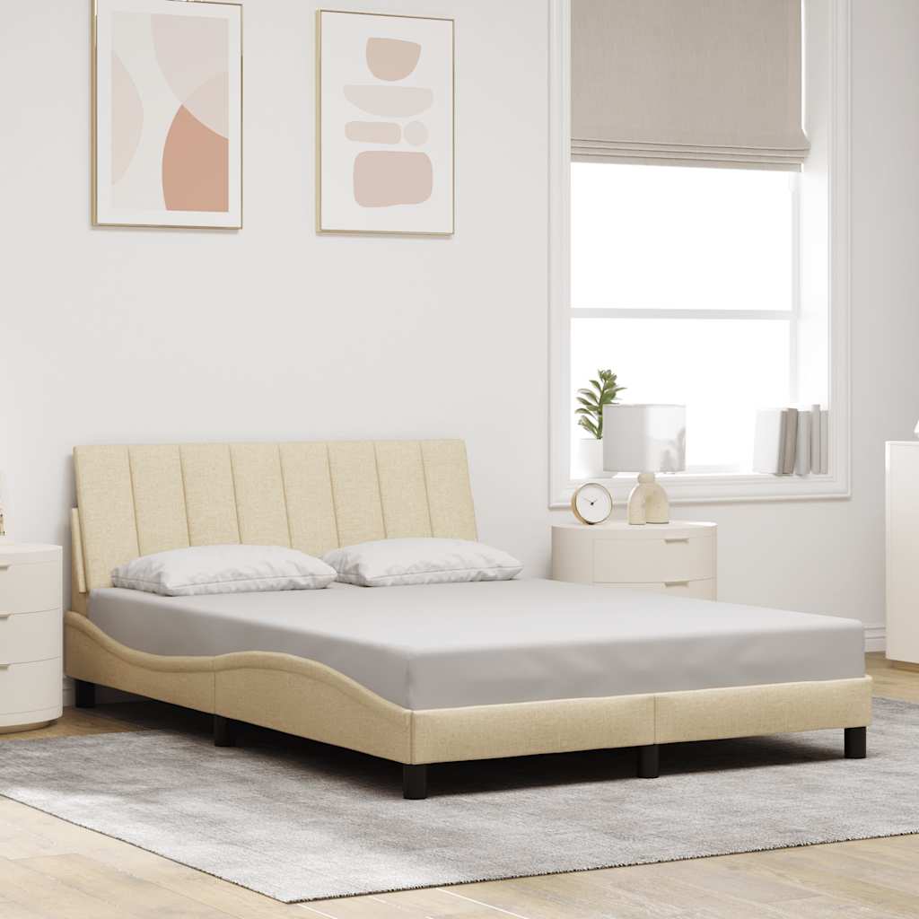 vidaXL Σκελετός Κρεβατιού Χωρίς Στρώμα Hanko Κρεμ 140x190 εκ. Υφασμάτινο