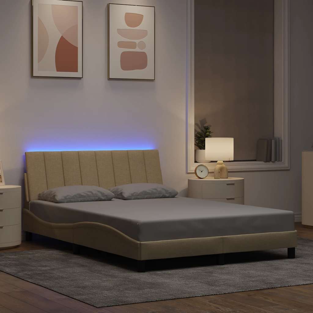vidaXL Σκελετός Κρεβατιού Χωρίς Στρώμα Hanko Κρεμ 140x200 εκ.Υφασμάτινο