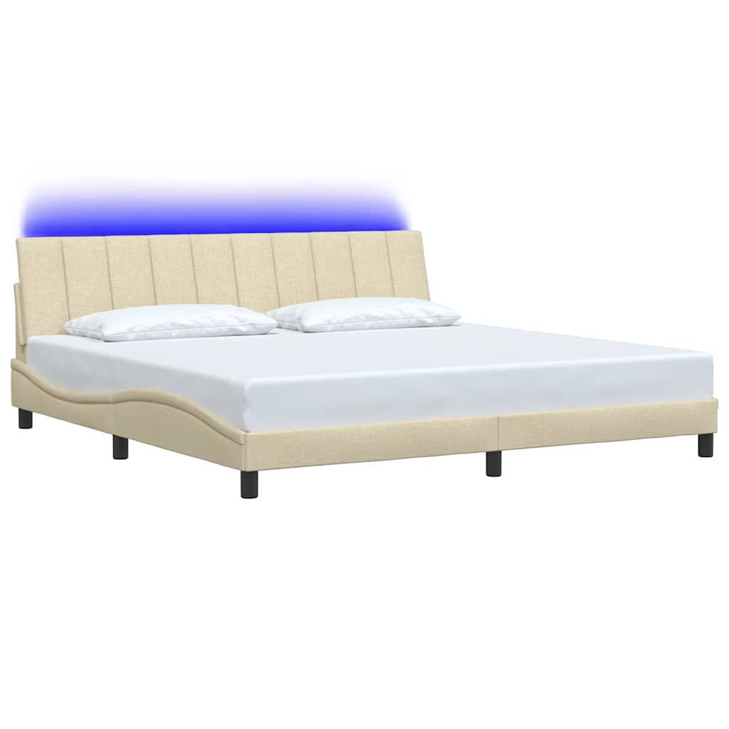 vidaXL Σκελετός Κρεβατιού Χωρίς Στρώμα Hanko Κρεμ 200x200 εκ. Υφασμάτινο