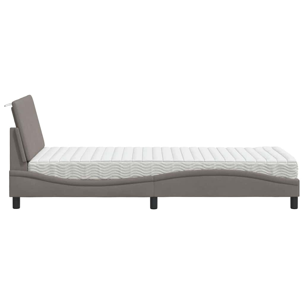 vidaXL Κρεβάτι με Στρώμα Hanko Taupe 80x200 εκ. Υφασμάτινο