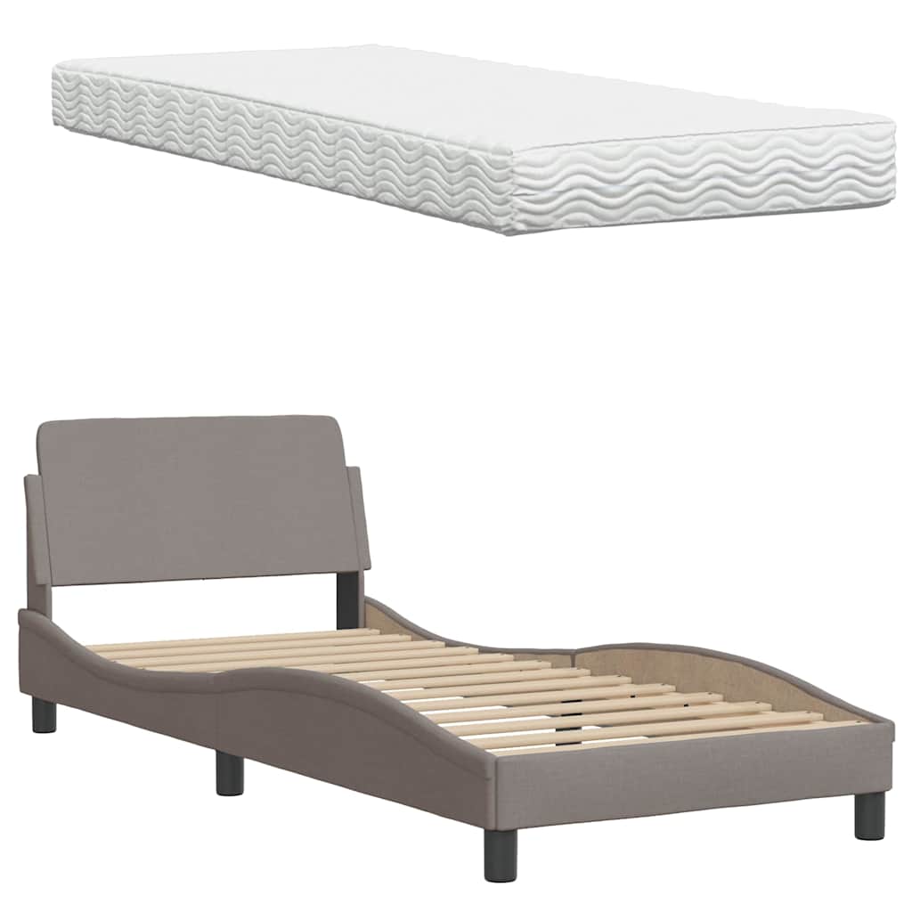 vidaXL Κρεβάτι με Στρώμα Hanko Taupe 80x200 εκ. Υφασμάτινο