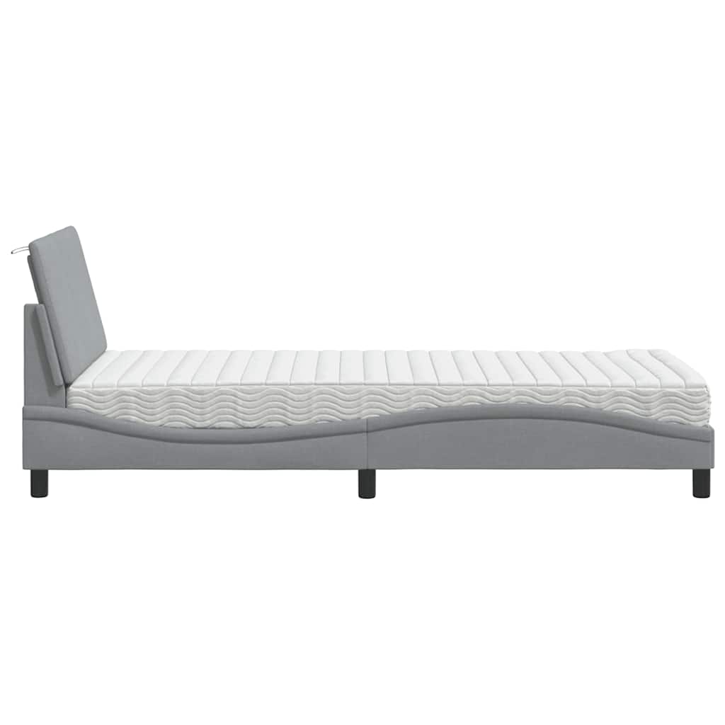 vidaXL Κρεβάτι με Στρώμα Hanko Ανοιχτό Γκρι 90x190 εκ. Υφασμάτινο