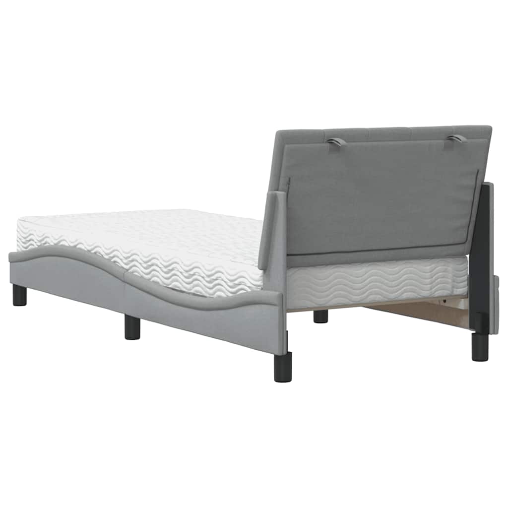 vidaXL Κρεβάτι με Στρώμα Hanko Ανοιχτό Γκρι 90x190 εκ. Υφασμάτινο