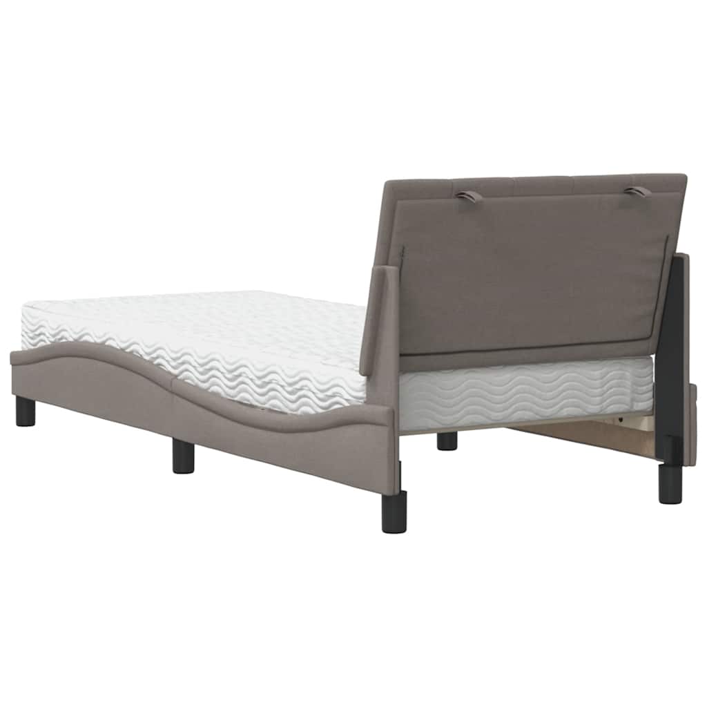 vidaXL Κρεβάτι με Στρώμα Hanko Taupe 90x190 εκ.Υφασμάτινο