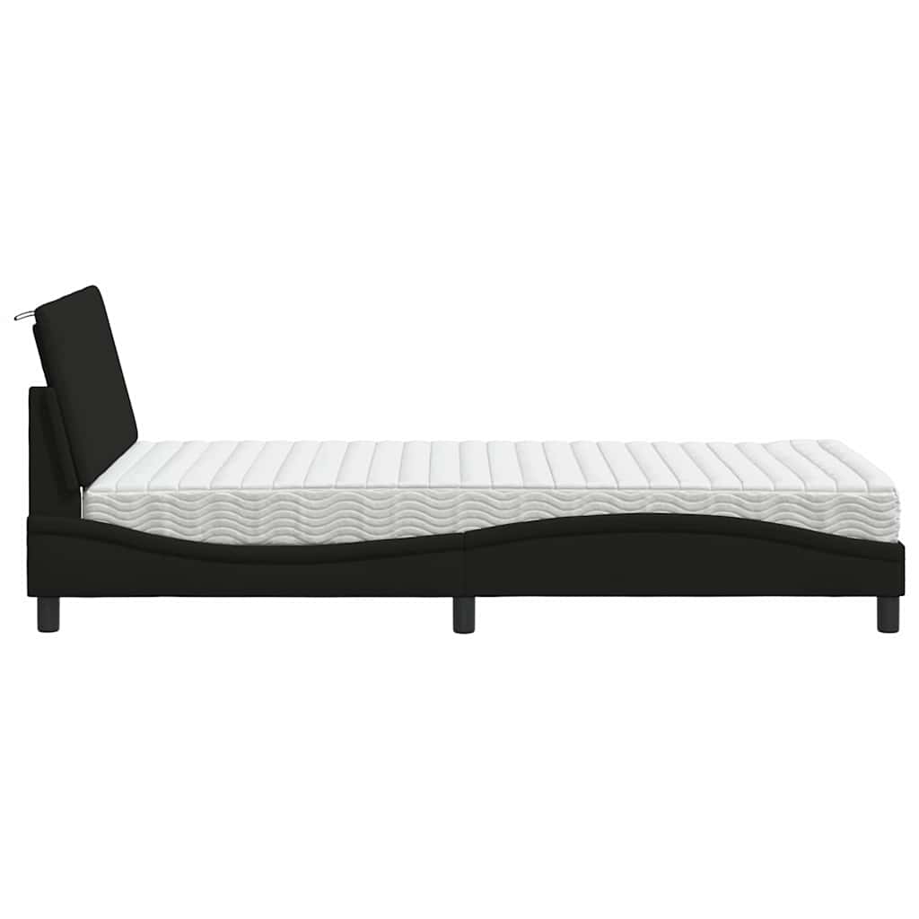vidaXL Κρεβάτι με Στρώμα Hanko Μαύρο 100 x 200 εκ. Υφασμάτινο