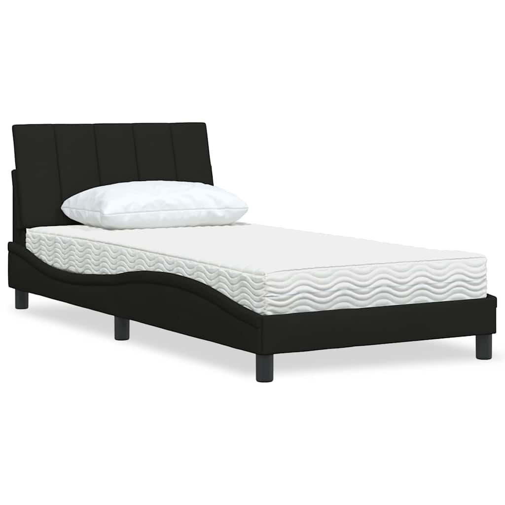 vidaXL Κρεβάτι με Στρώμα Hanko Μαύρο 100 x 200 εκ. Υφασμάτινο