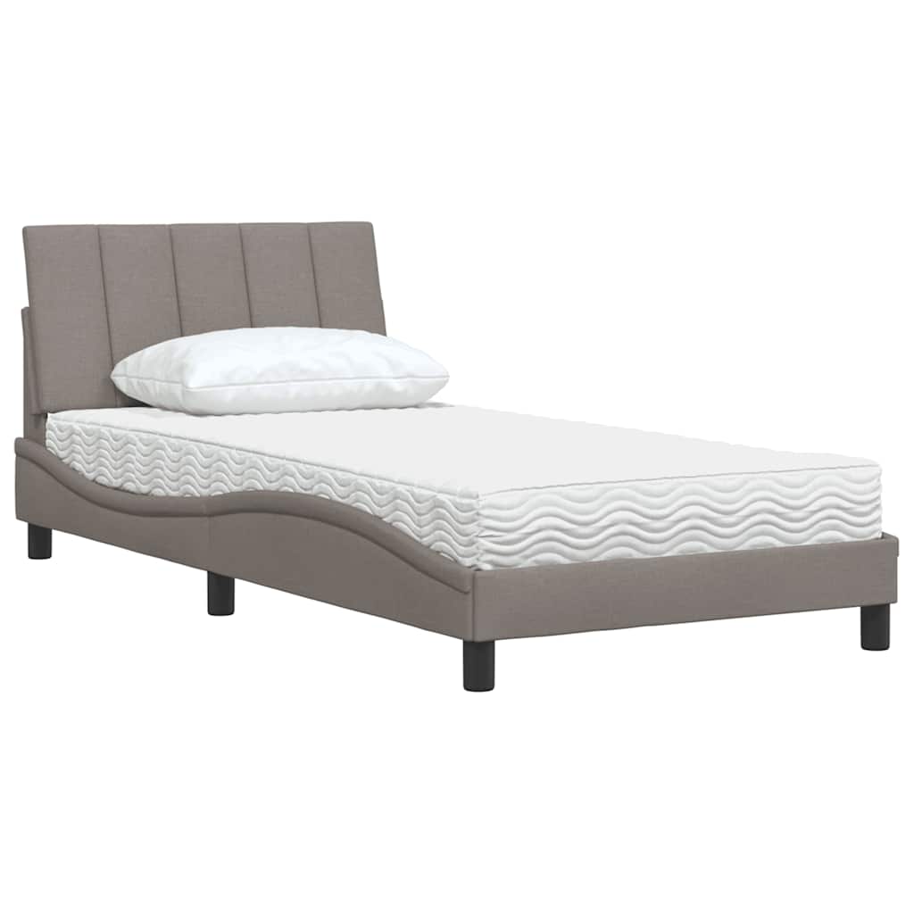 vidaXL Κρεβάτι με Στρώμα Hanko Taupe 100 x 200 εκ. Υφασμάτινο