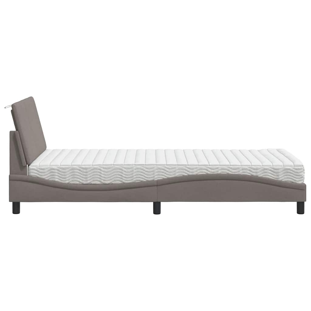 vidaXL Κρεβάτι με Στρώμα Hanko Taupe 100 x 200 εκ. Υφασμάτινο