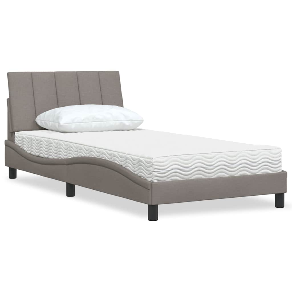 vidaXL Κρεβάτι με Στρώμα Hanko Taupe 100 x 200 εκ. Υφασμάτινο