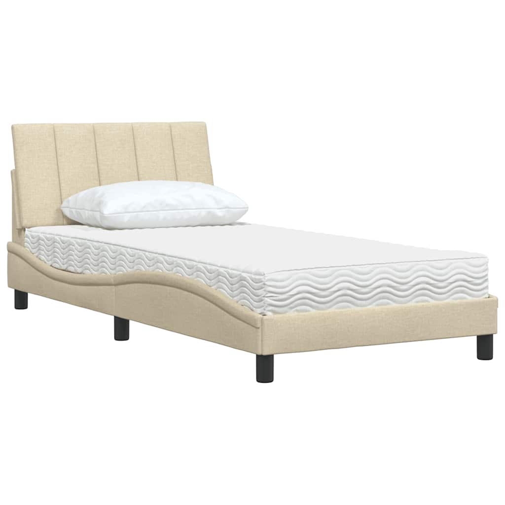 vidaXL Κρεβάτι με Στρώμα Hanko Κρεμ 100 x 200 εκ. Υφασμάτινο