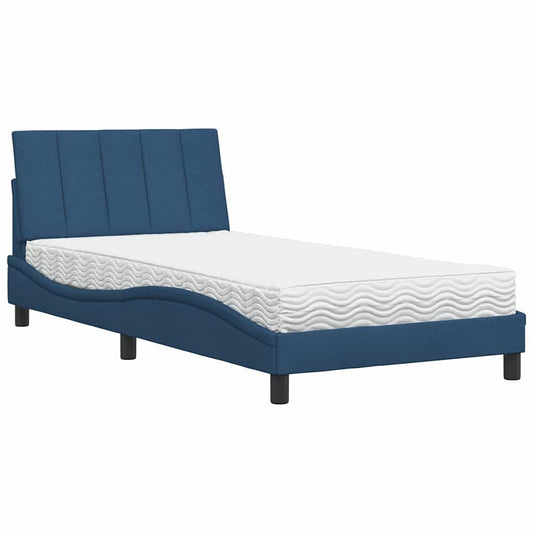 vidaXL Κρεβάτι με Στρώμα Hanko Μπλε 100 x 200 εκ. Υφασμάτινο